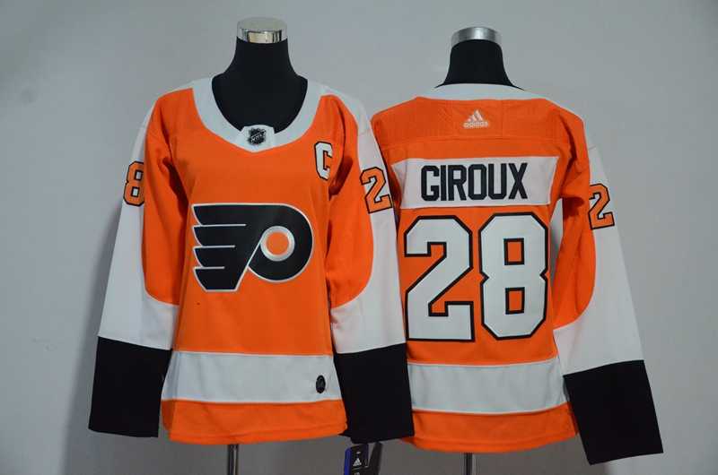 Women Philadelphia Flyers #28 Claude Giroux Orange Adidas Stitched Jersey